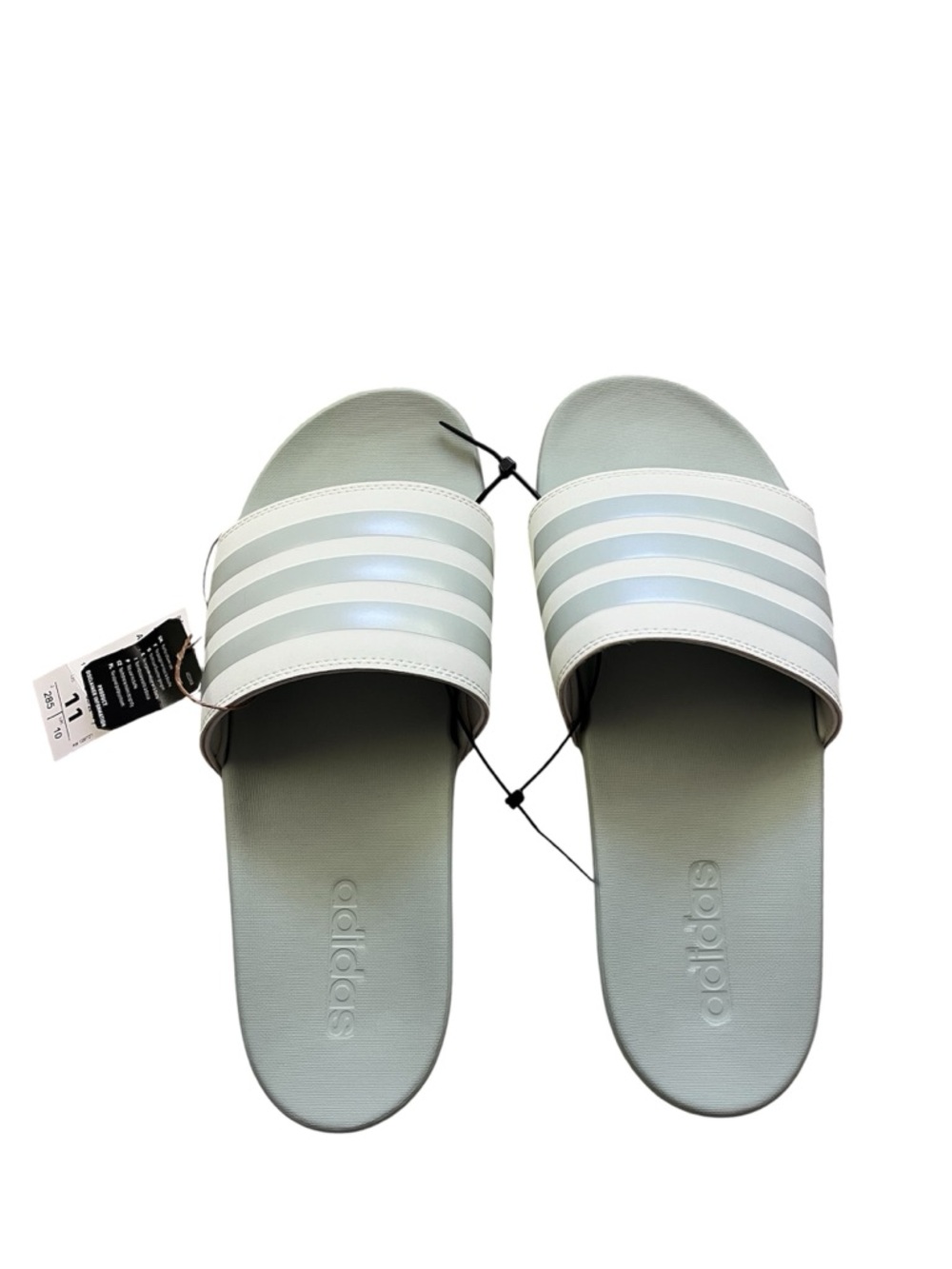 Adidas Adilette Light Green/Gray and White Slide Sandals Men’s 11, Women’s 12